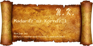 Madarász Kornél névjegykártya